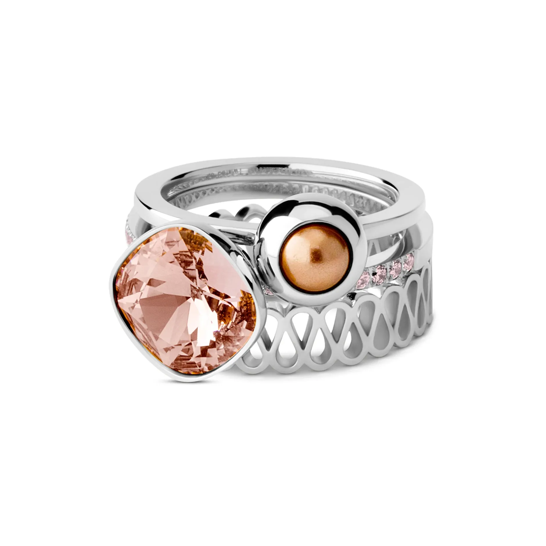 Discount Melano Jewelry Melano Twisted & Friends Polar Pearl Ringen Set