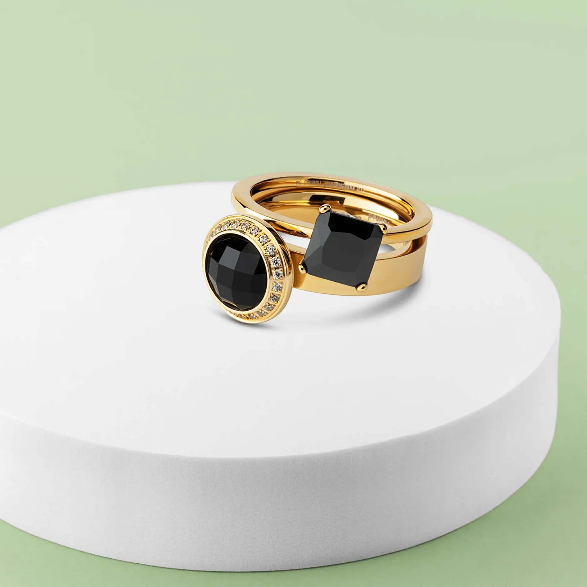 Fashion Melano Jewelry Melano Twisted Black Glitter Ringen Set